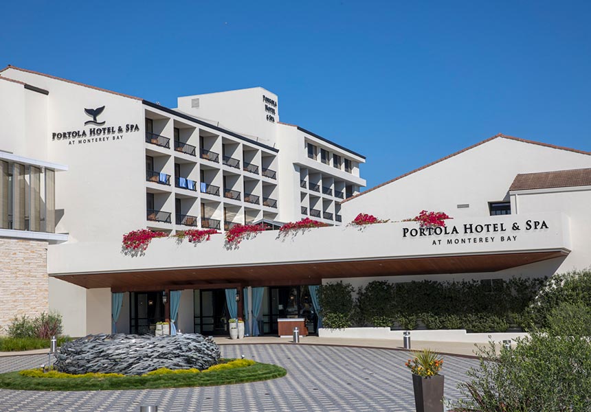 Portola Hotel entrance.