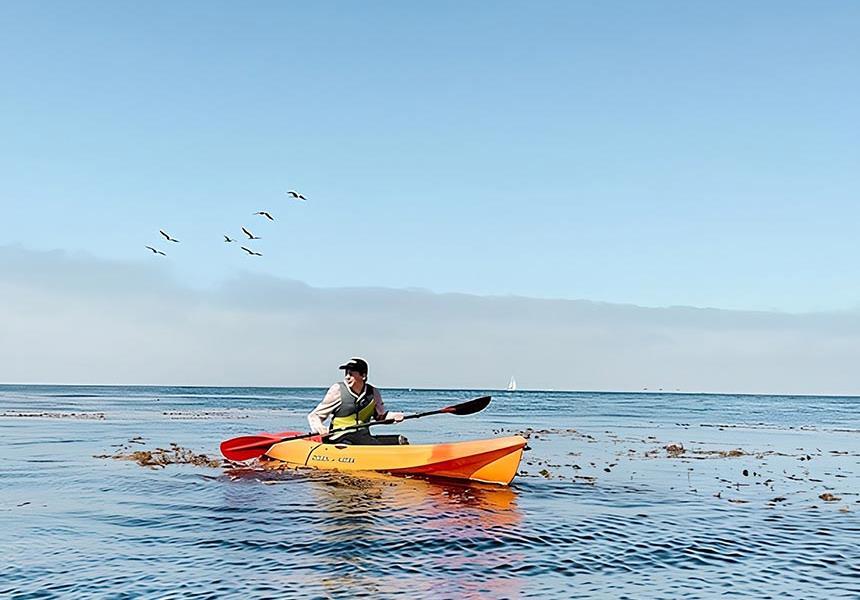 Man kayaking.