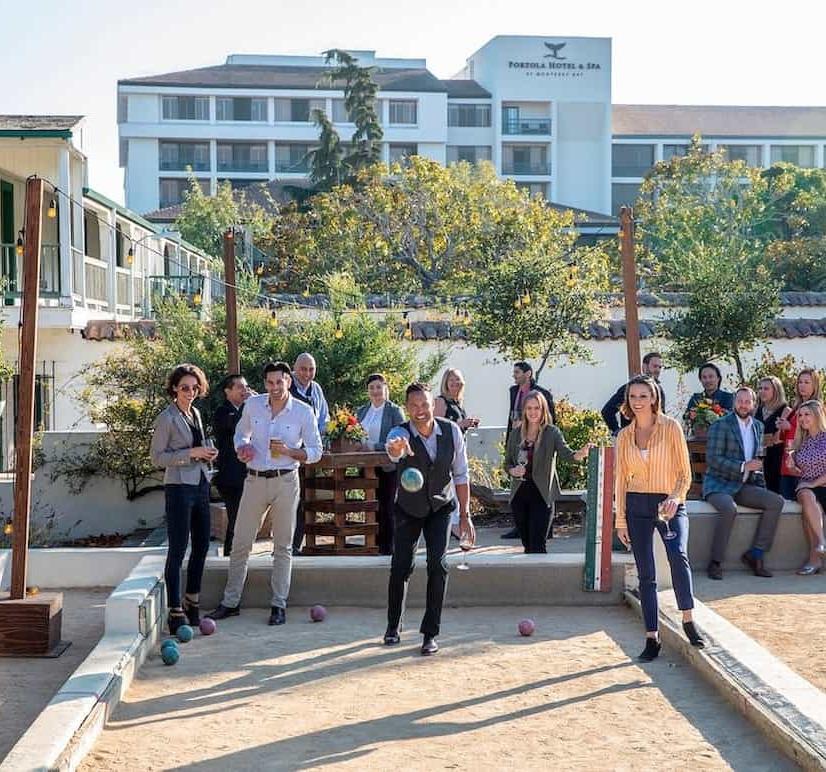 Monterey Bocce Courts behind Portola Hotel