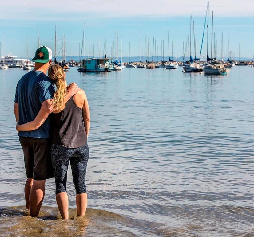 Couple Near Beach at Portola Hotel