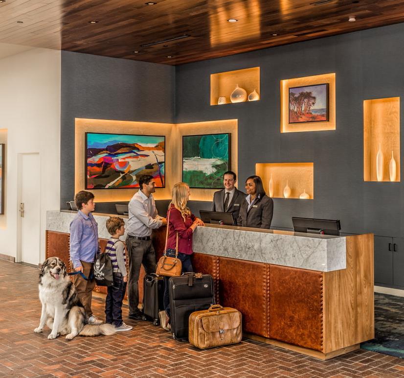Family Check-in at Portola Hotel, Monterey California