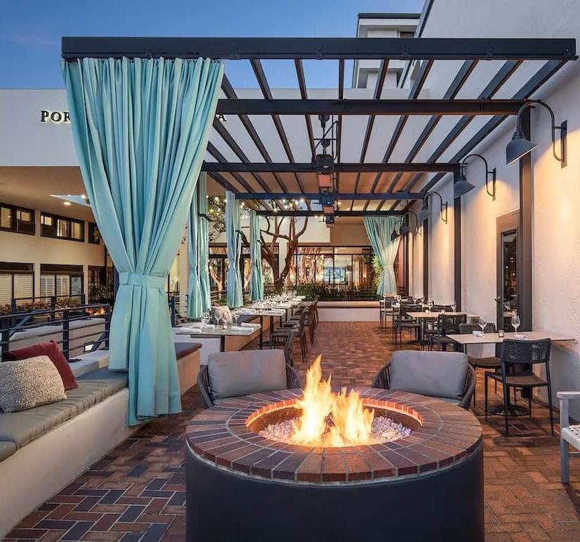 The Club Room Patio at night