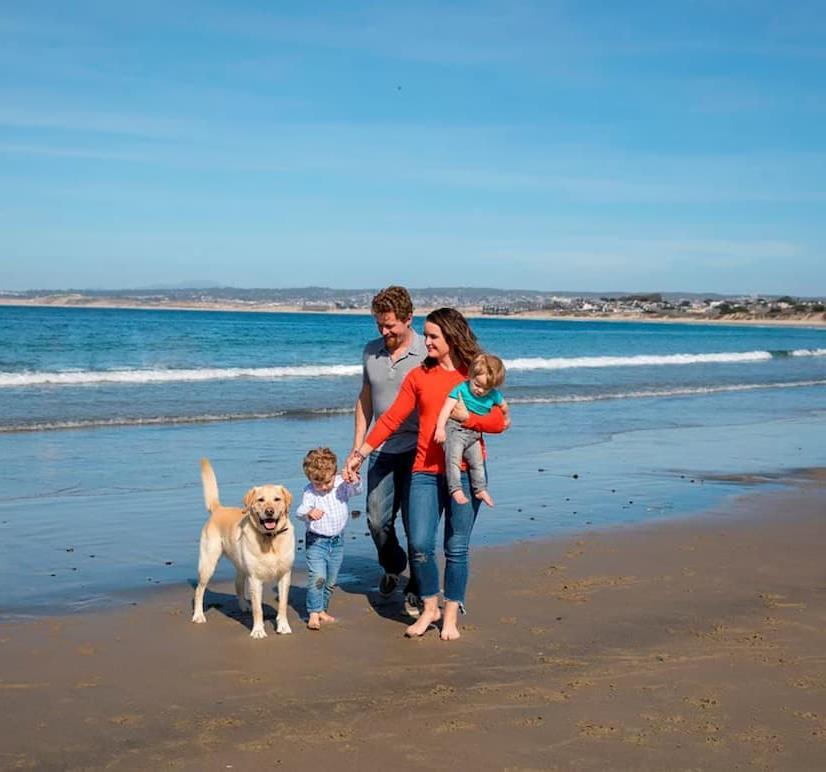 Family Walking By The Sea
