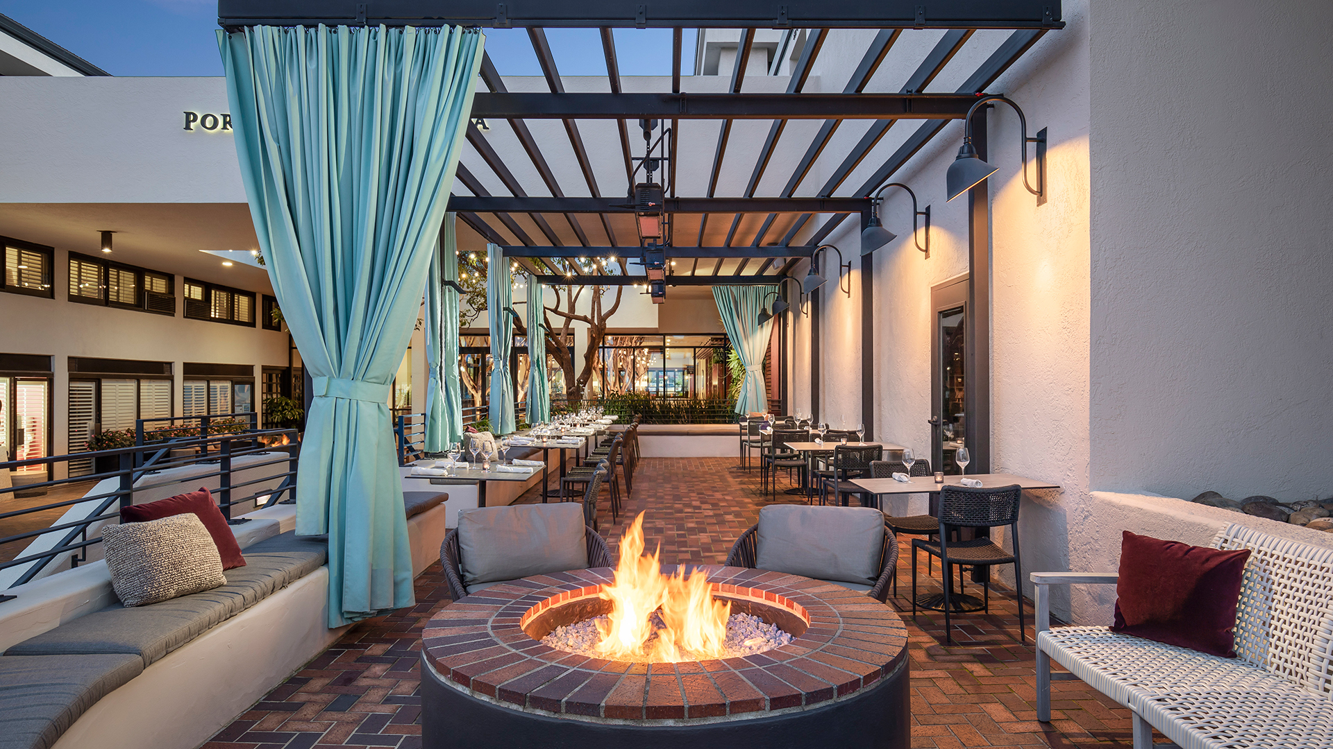 The Club Room Patio at night