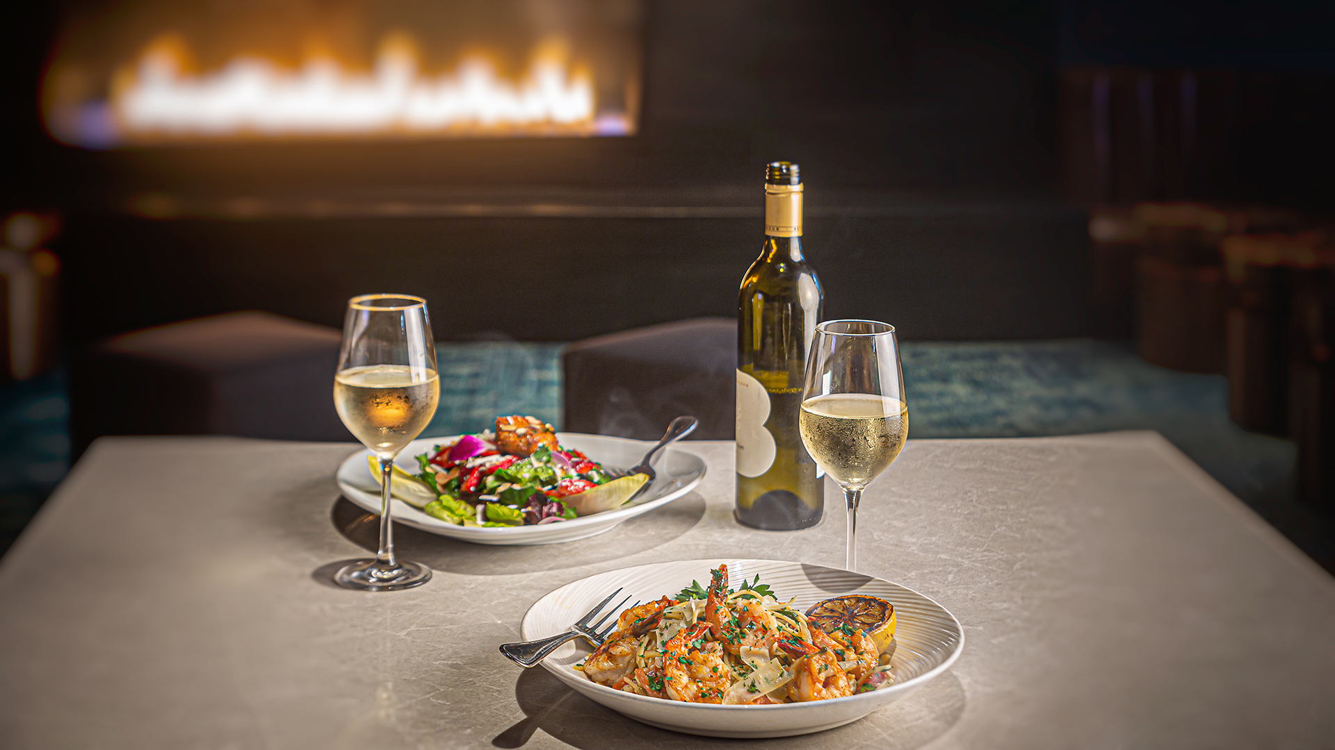 wine and seafood pasta