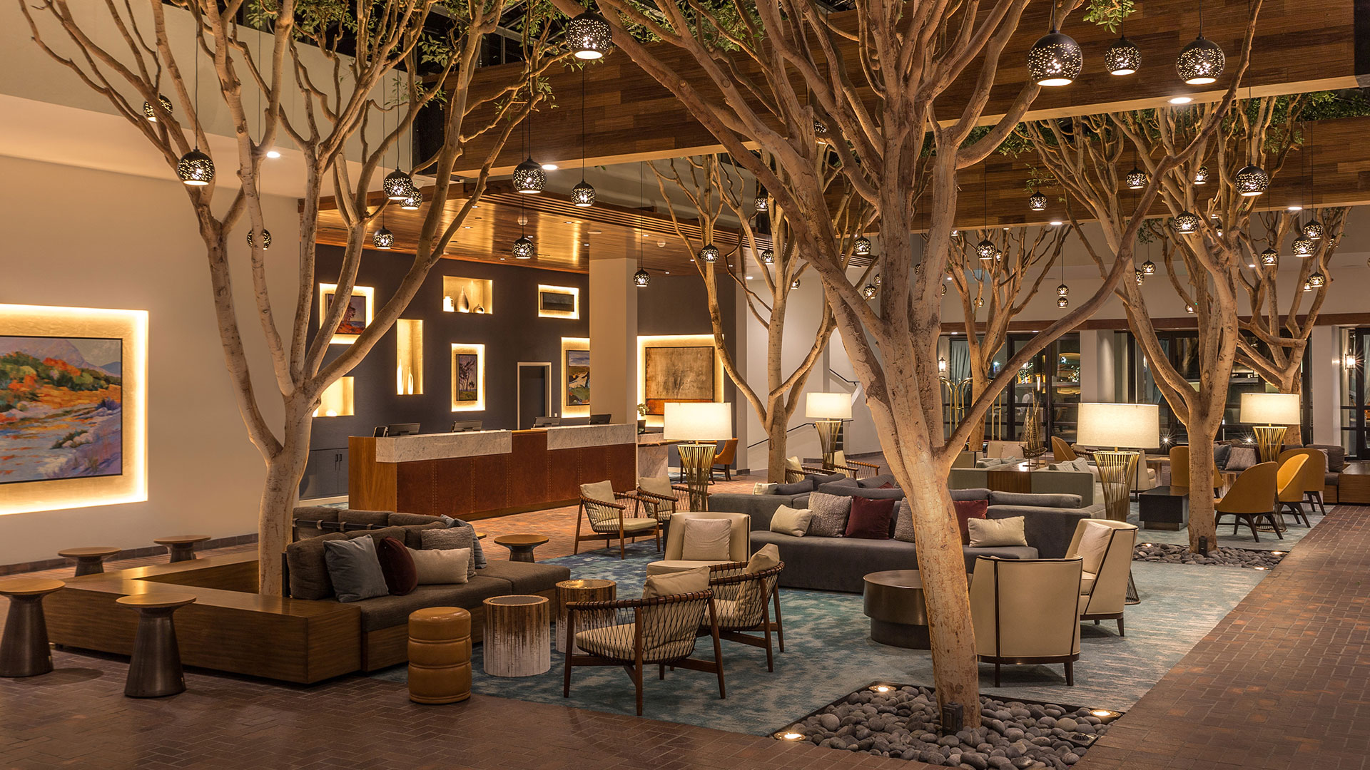 Lobby Evening at Portola Hotel